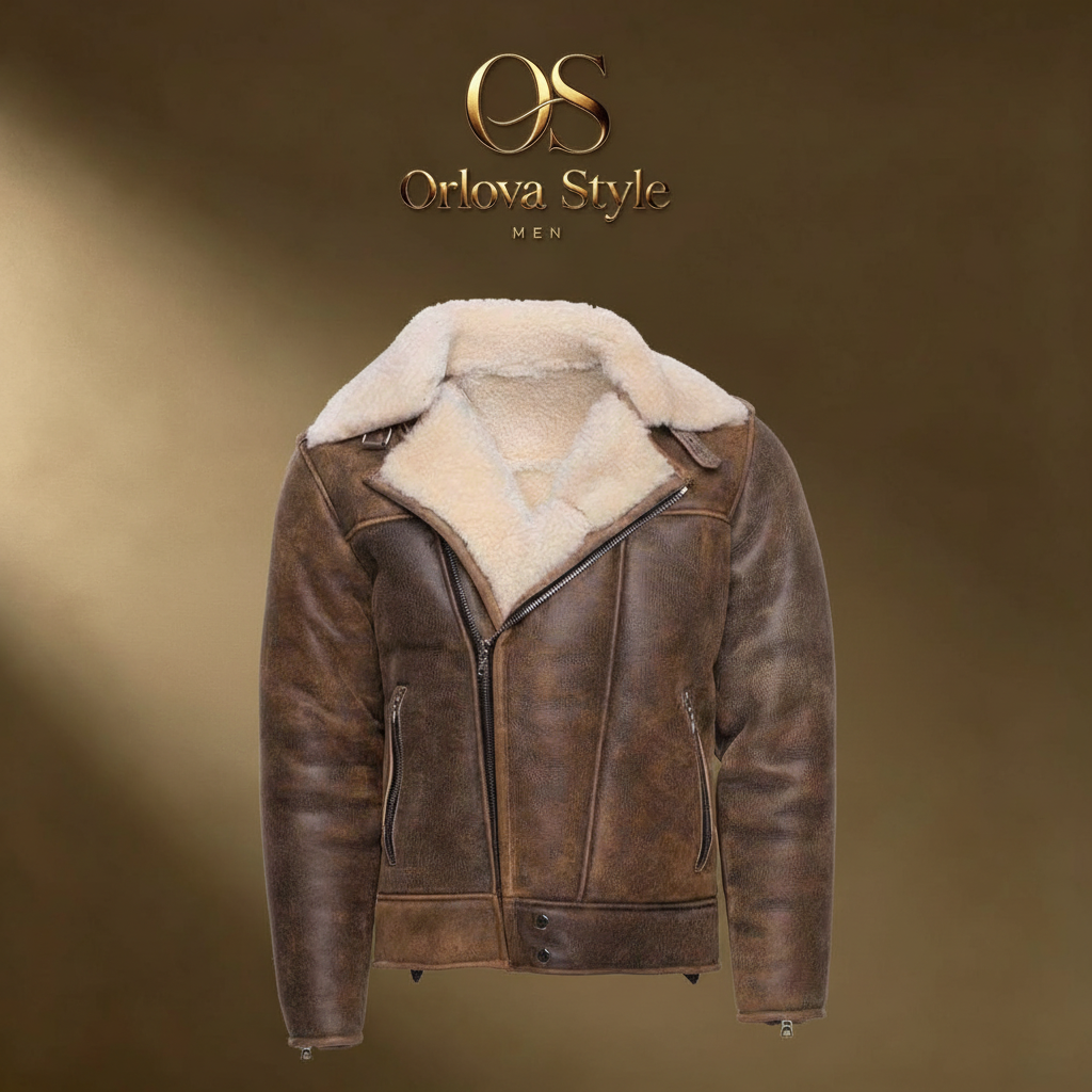 ORLOVA MEN Signature Shearling Leather Biker Jacket