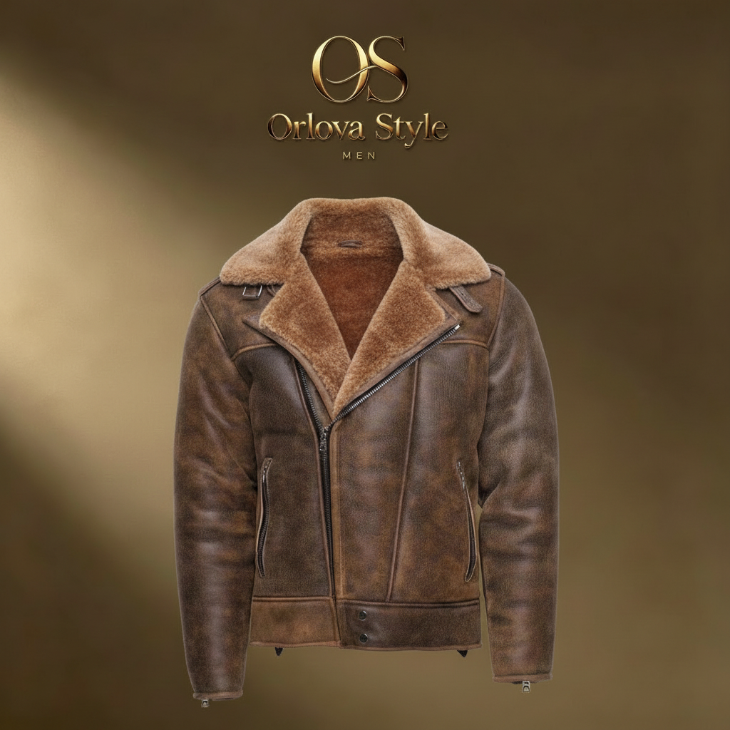 ORLOVA MEN Winter Brown Leather Jacket